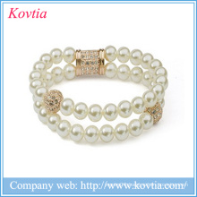Imitation pearl bracelet jewelry gold plated beaded bracelet double layer women bracelets